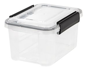 IRIS Weathertight Plastic Storage Container, 6.5 Quarts, 6 1/2" x 8 1/2" x 11 1/2", Clear