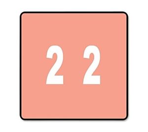 Smead DCC and DCCRN Color-Coded Numeric Labels, SMD67422, "Number", 1 1/2"W x 1 1/2"L, Pink, 250 Per Roll