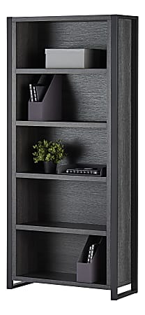 Realspace DeJori 70"H 5-Shelf Bookcase, Charcoal