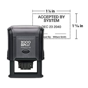 Custom 2000 Plus PrintPro Self-Inking Date Stamp, Economy, 53D/Rectangle, 1-1/8" x 1-11/16", 70% Recycled, 1- Or 2-Color