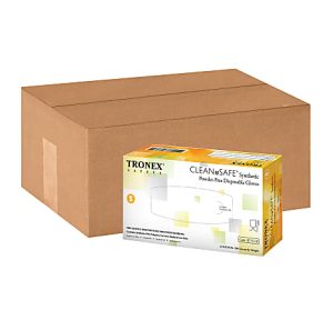 Tronex CLEANnSAFE Disposable Powder-Free Synthetic Gloves, Small, Natural, 100 Gloves Per Pack, Box Of 10 Packs