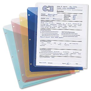 Smead Inndura 3-Hole Poly Slash Jackets, 9 1/4" x 11 1/4", Assorted Colors, Pack Of 5