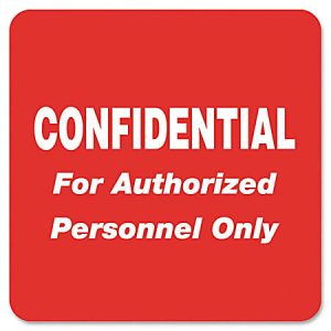 Tabbies Permanent "Confidential Authorized Personnel" Only Label Roll, TAB40570, Red, Roll Of 500