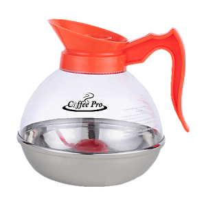 Coffee Pro 12-Cup Polycarbonate Decaf Unbreakable Coffee Decanter, Clear/Orange