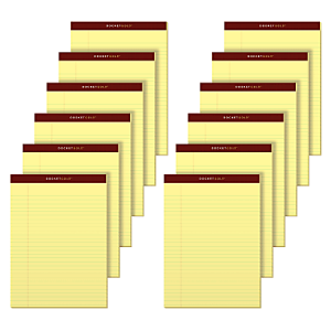 TOPS Docket Gold Premium Writing Pads, 8 1/2" x 11 3/4", Legal Ruled, 50 Sheets, Canary, Pack Of 12 Pads