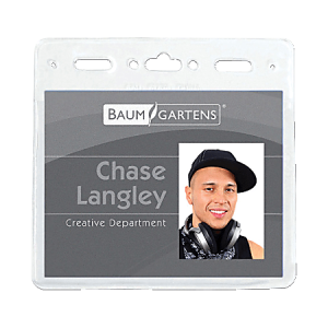 SICURIX ID Badge Holder - Horizontal - 4" x 3" x - Vinyl - 50 / Pack - Clear