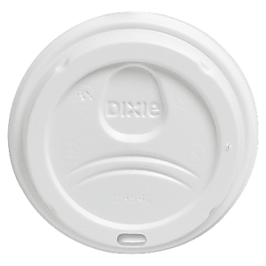 Dixie® PerfecTouch Hot Cup Lids, For 10-, 12- And 16-Oz Cups, White, Pack Of 50 Lids