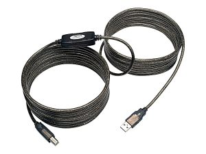 Long USB extension cable with male and female connectors, wrapped in loops, suitable for extended reach and connectivity.