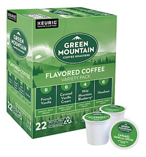 Green Mountain Coffee Roasters flavored coffee K-Cup variety pack, 22-count, featuring French Vanilla and more flavors.