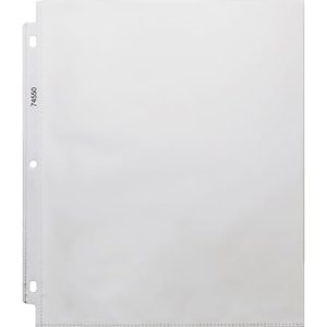 Clear plastic sheet protector with three-hole punch on the left side for binder insertion, labeled "74550" vertically.