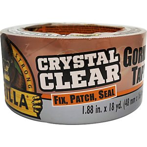 Roll of Gorilla Crystal Clear Tape, labeled for fixing, patching, and sealing, size 1.88 in x 18 yd.