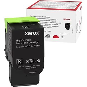 Xerox high-capacity black toner cartridge for C310 Color Printer, shown with packaging box.