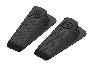 Two black rubber doorstops with "Big Foot" logo and grooved design, displayed side by side.