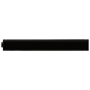 Black linear LED light bar against a white background, shown from the side with a sleek, modern design.