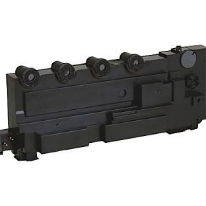 Black printer toner cartridge with multiple round components on top, designed for specific printer models.