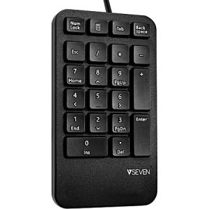 Black wired numeric keypad with number keys, function keys, and V7 logo at the bottom.