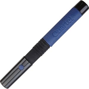 Blue and black Quartet dry erase marker with a cap and button, designed for whiteboards.
