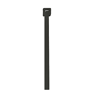 Black adjustable nylon cable tie with locking mechanism, isolated on a white background.