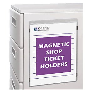 Magnetic shop ticket holder package with visible label on a white background, featuring C-Line Products branding.