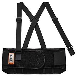Black back support belt with adjustable suspenders and Velcro closure, featuring "ProFlex 1625" label on the side.
