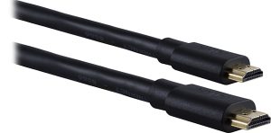 Two black HDMI cables with gold-plated connectors on a white background.