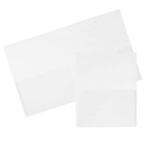 Two transparent plastic sleeves on a white background, one larger, one smaller, overlapping slightly.