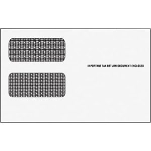 White envelope with two privacy windows and the text "Important tax return document enclosed.