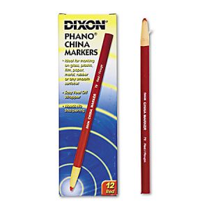 Red Dixon Phano China Marker with box, ideal for marking smooth surfaces, featuring easy peel-off wrapper.
