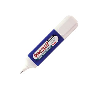 Blue and white correction pen labeled "Presto! Jumbo Correction Pen" with fine tip.
