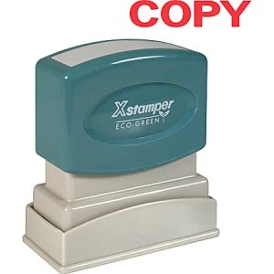 Green Xstamper Eco-Green stamp with "COPY" imprint in red text above it.