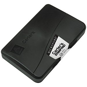 Black ink stamp pad with "Carter's Micropore" branding on the label, designed for clean and precise stamping.