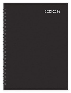 Black spiral-bound planner with "2023-2024" in white text on the cover.