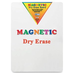 Magnetic dry erase board with colorful text on a white background, suitable for home or office use.