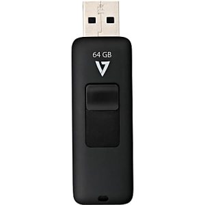 Black 64 GB USB flash drive with a sliding cover design.