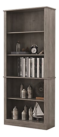 Realspace Peakwood 71"H 5-Shelf Bookcase, Smoky Brown