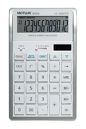 Victor 6400 12-Digit Desktop Calculator, White/Silver