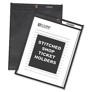 C-Line Stitched Shop Ticket Holders With Black Backing, 9" x 12", Box Of 25