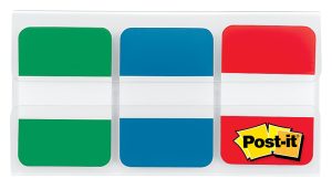 Post-it Notes Durable Filing Tabs, 1" x 1-1/2", Assorted Colors, 22 Flags Per Pad, Pack Of 3 Pads