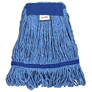 Alpine Industries Cotton Loop-End Mop Heads With 5" Head And Tail Bands, 32 Oz, Blue, Set Of 12 Heads