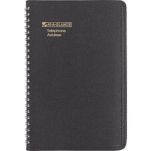 AT-A-GLANCE Telephone/Address Book, 4 7/8" x 8", Black
