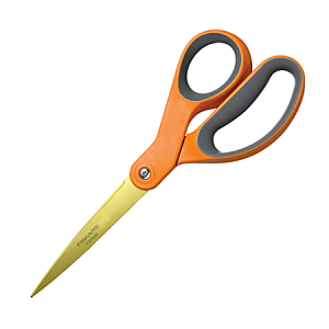 Fiskars Softgrip Titanium Scissors, 8", Pointed, Black/Orange