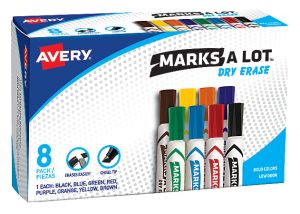 Avery Marks A Lot Dry Erase Markers, Chisel Tip, Desk-Style, Assorted, Pack Of 8 Markers