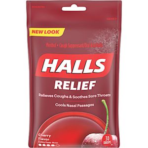 Cadbury Halls Cherry Cough Drops, Cherry, Box Of 12