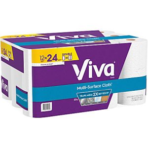 Viva Multi-Surface 2-Ply Cloth Towel Rolls, 11 x 5-15/16, White, 110 Sheets Per Roll, Pack Of 12 Rolls