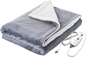 Pure Enrichment PureRelief Plush Heated Throw Blanket, 50 x 60, Charcoal Gray