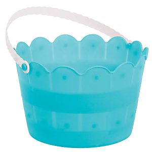 Amscan Easter Scalloped Buckets, 8"H x 5"W x 5"D, Caribbean Blue, Pack Of 8 Buckets