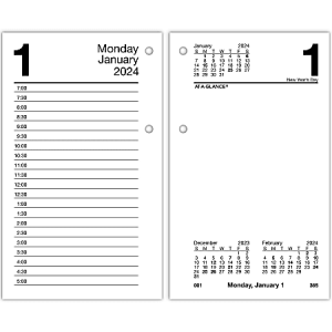 2024 AT-A-GLANCE Daily Loose-Leaf Desk Calendar Refill With Monthly Tabs, 3-1/2" x 6", January To December 2024, E717T50