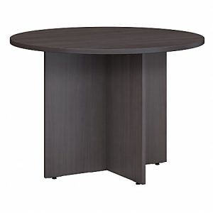 Bush Business Furniture Round Conference Table With Wood Base, Storm Gray