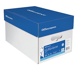 Office Depot Brand Multi-Use Printer & Copier Paper, Ledger Size (11" x 17"), 2500 Total Sheets, 96 (U.S.) Brightness, 20 Lb, White, 500 Sheets Per Ream, Case Of 5 Reams