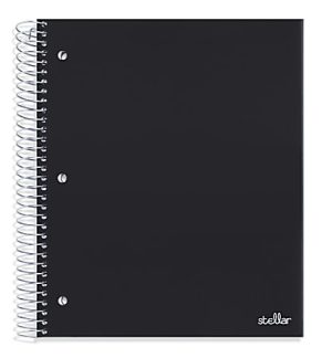 Office Depot Brand Stellar Poly Notebook, 8-1/2" x 10-1/2", 3 Subject, Wide Ruled, 150 Sheets, Black
